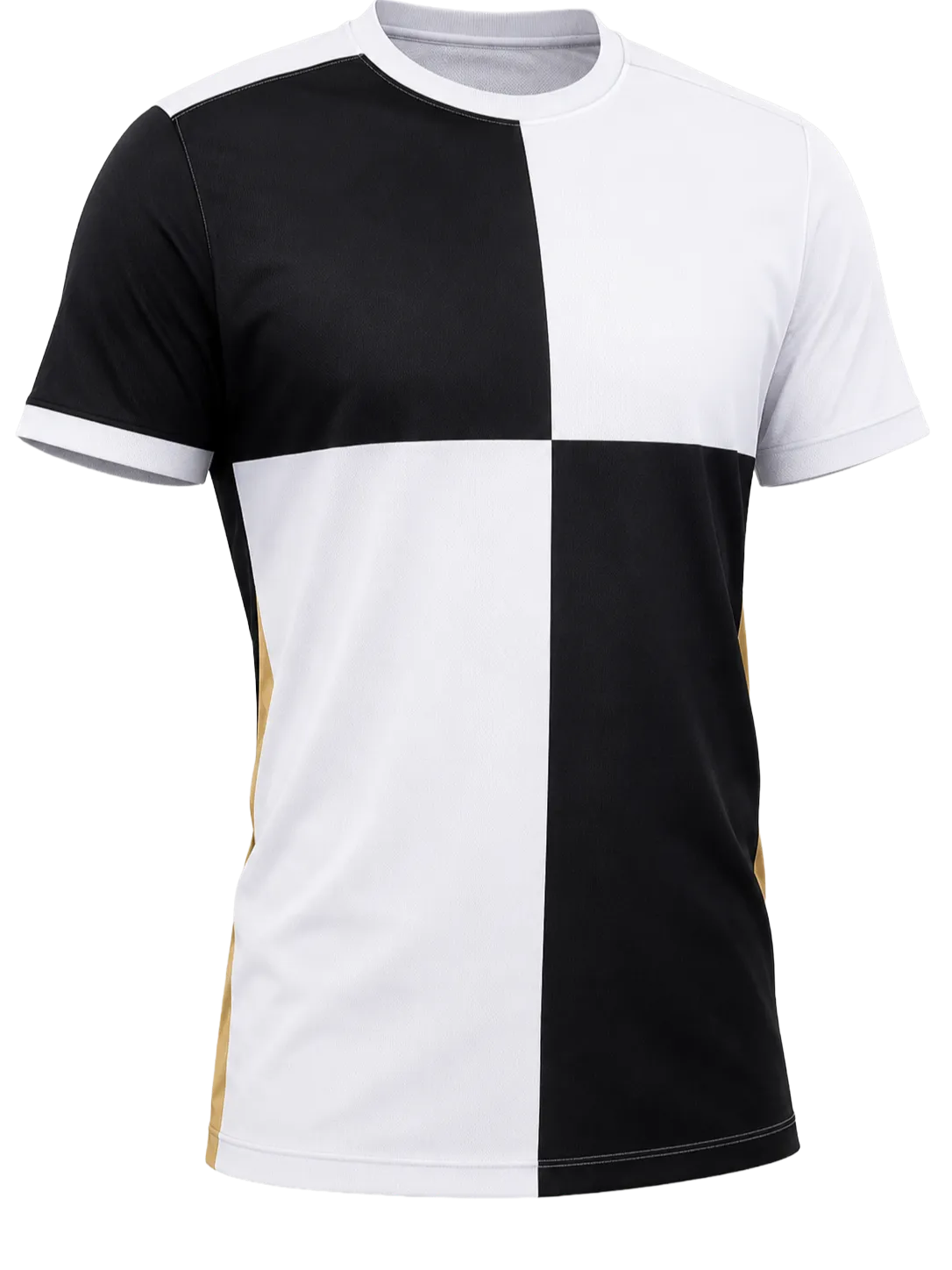 Zwart-wit blokken sportshirt met korte mouwen