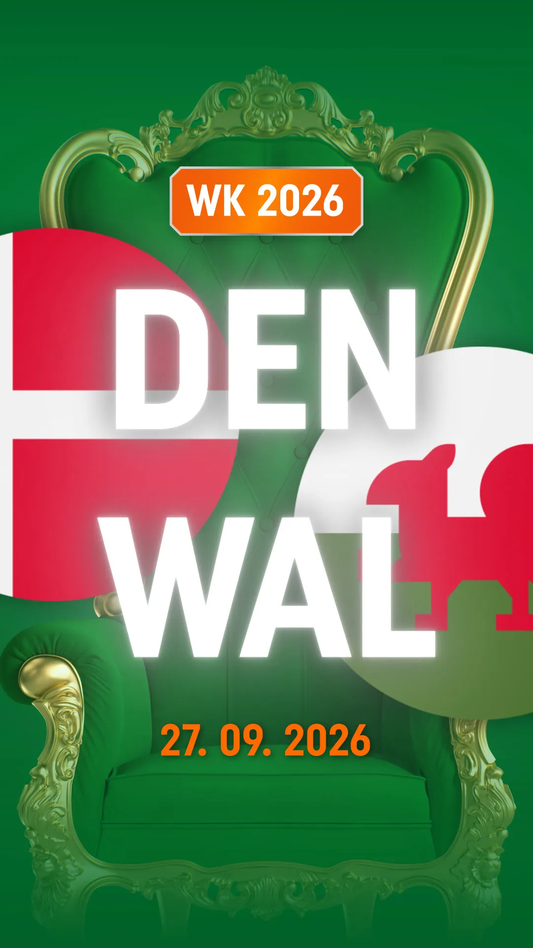 Wk 2026 Den Wal 27.09.2026 met vlaggen op groene achtergrond