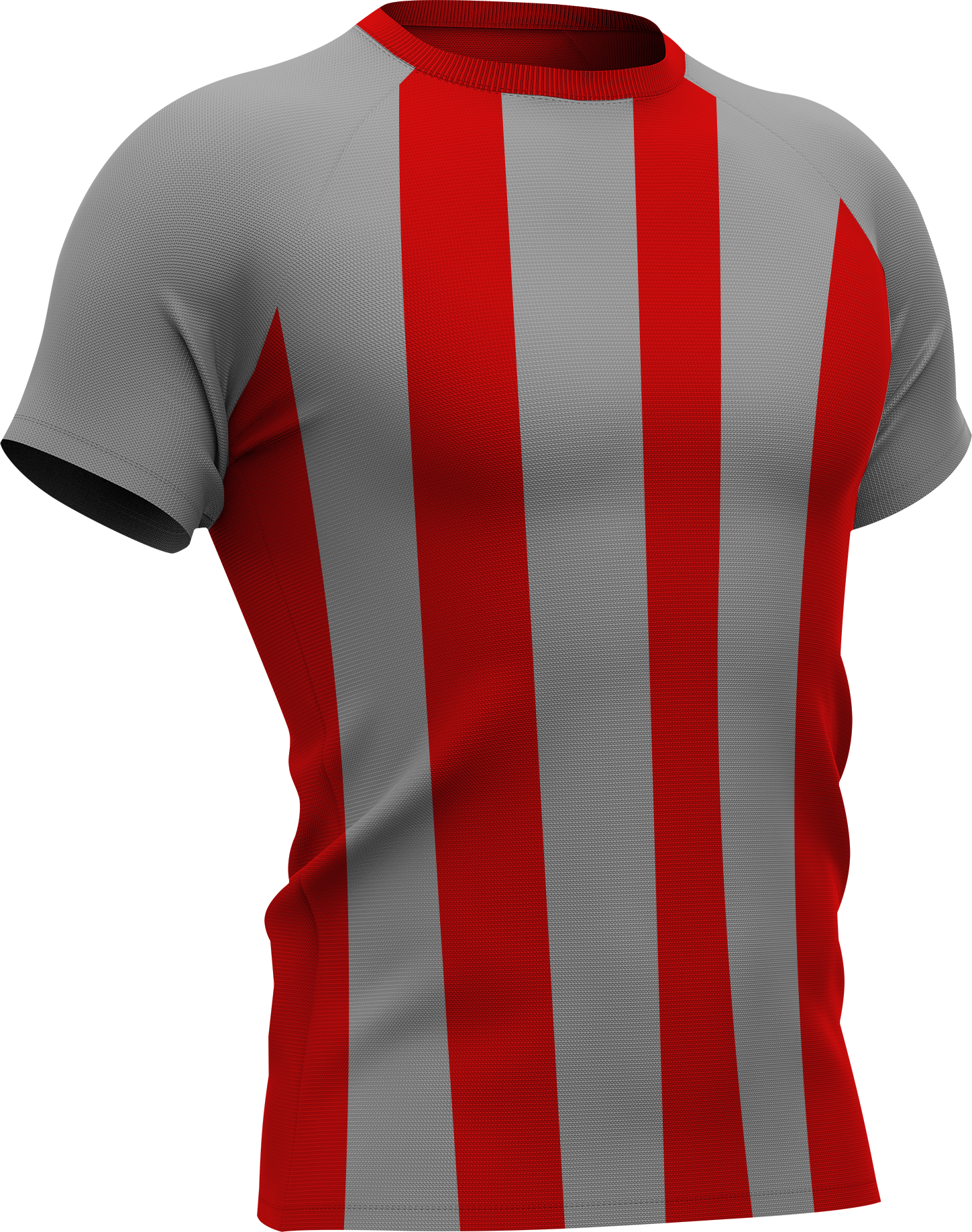 Sportshirt met grijze basis en rode verticale strepen