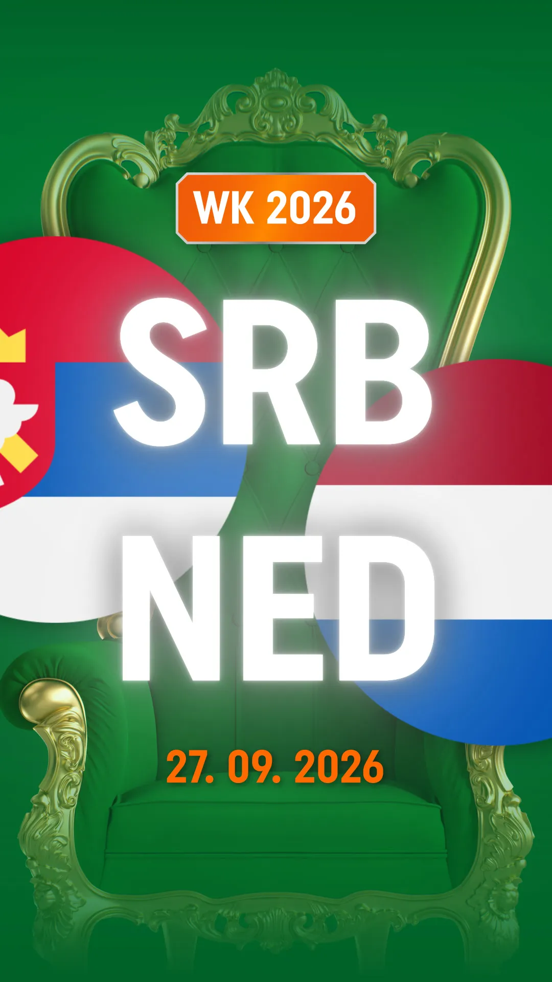 WK 2026 voetbalwedstrijd Servië tegen Nederland op 27 09 2026