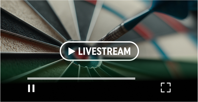 Livestream button met op de achtergrond een dartbord